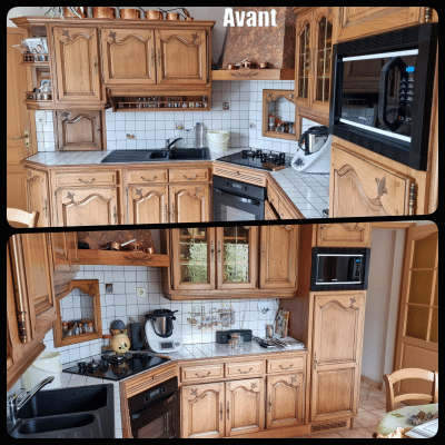 Cuisine en chêne repeinte en “lait d’amande” – Image 2