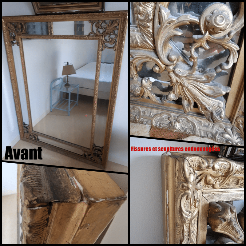 Miroir Louis XIV du 19è siècle à parcloses en bois doré – Image 2