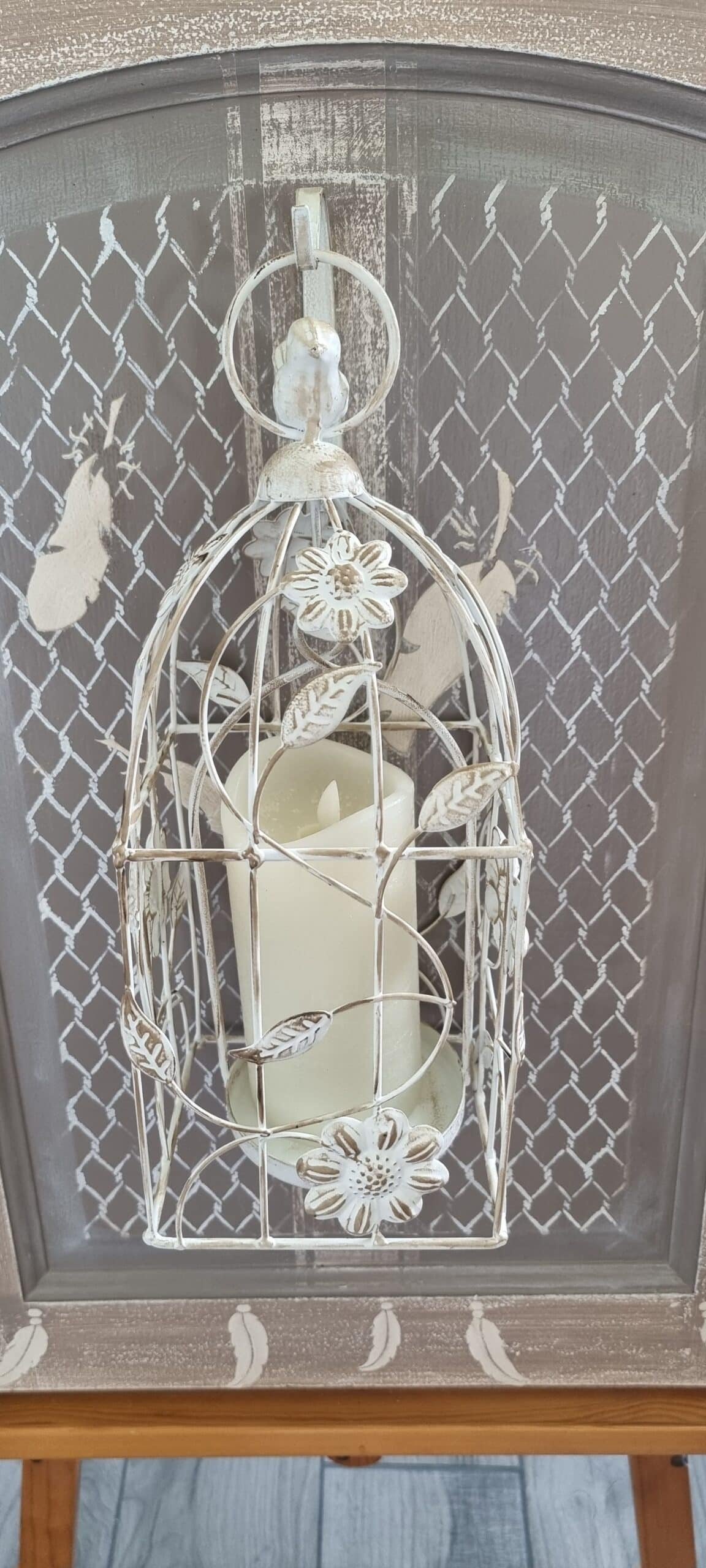 Porte en chêne “shabby” avec cage oiseaux – Image 2