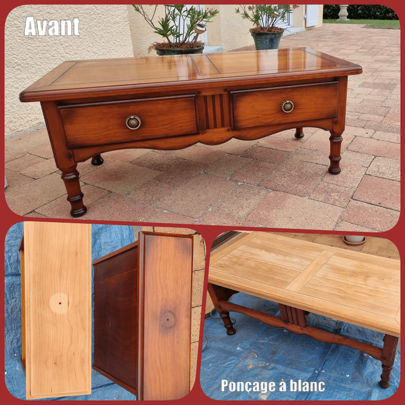 Table basse 2 tiroirs en merisier massif Style Louis Philippe modernisée – Image 2