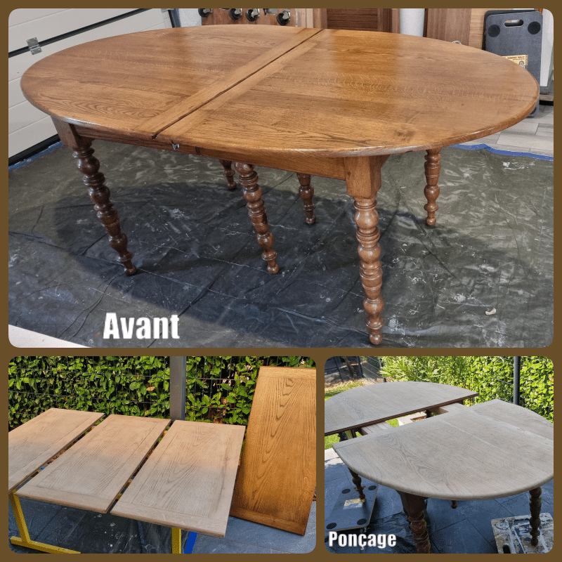 Table ovale ancienne en chêne dans son jus, avant relooking
