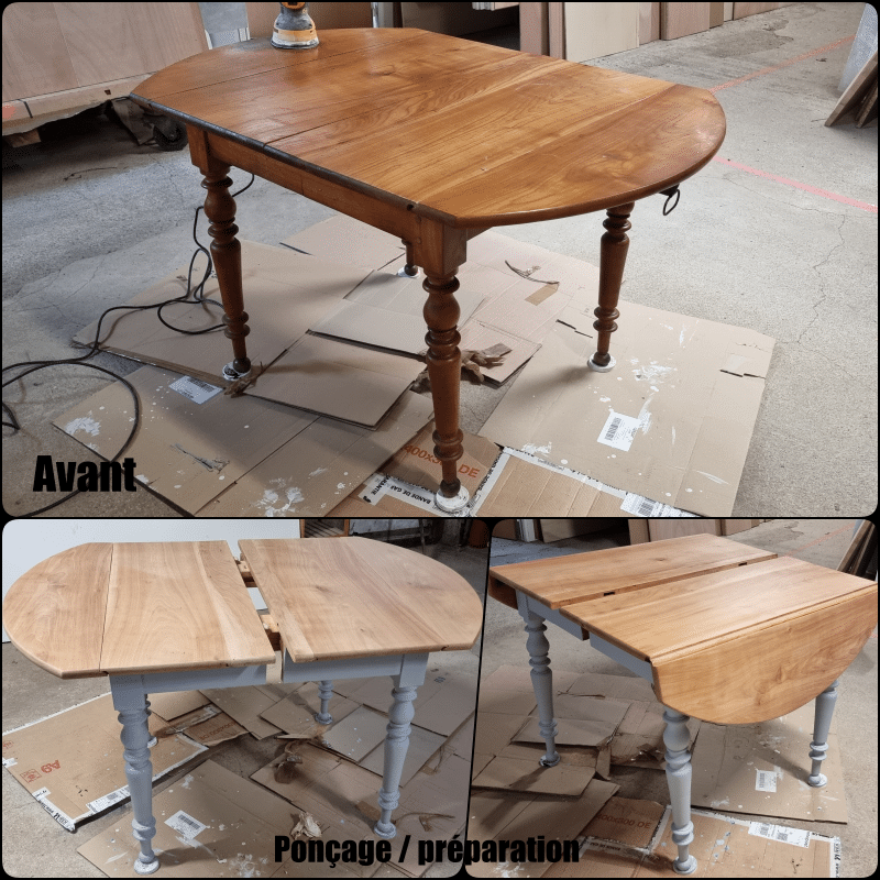 Table d’ébéniste en merisier bois “naturel et noir” – Image 2
