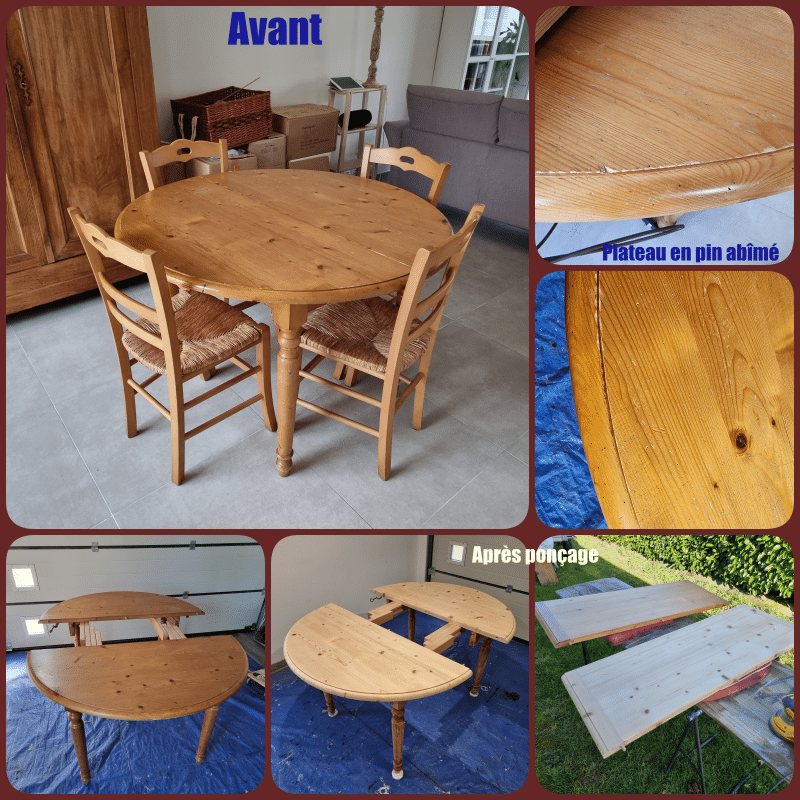 Table ronde en pin relookée – Image 2