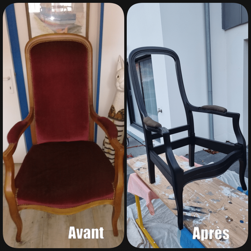 Voltaire merisier personnalisé “Noir et Blanc” – Image 2