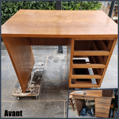 Bureau vintage années 50 placage chêne revisité – Image 2