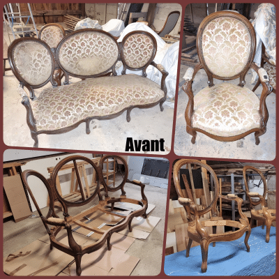 Canapé médaillon et ses 2 fauteuils Napoléon III – Image 2