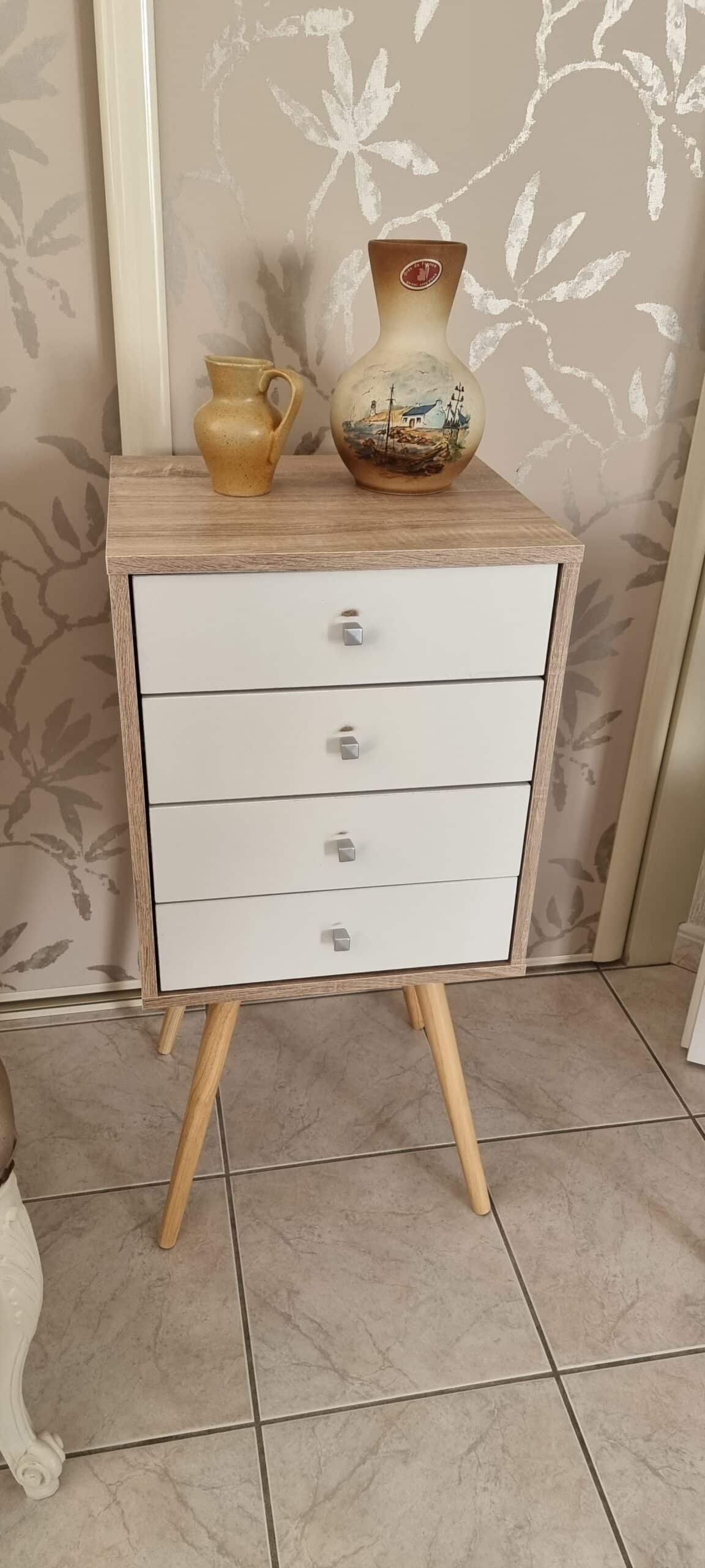 Chevet/meuble d’appoint 4 tiroirs style design nordique – Image 2