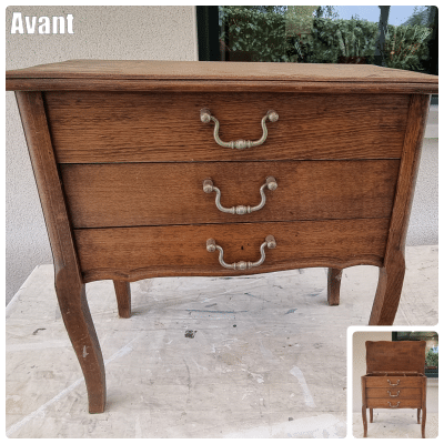Chevet – coiffeuse – travailleuse en chêne relooké – Image 2