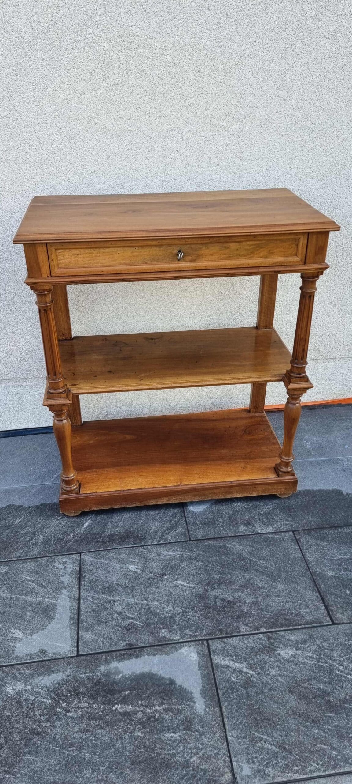Console ancienne en noyer relookée “craie et corde” – Image 2