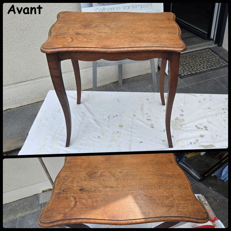 Table d'appoint en chêne noir et bois naturel – Image 2