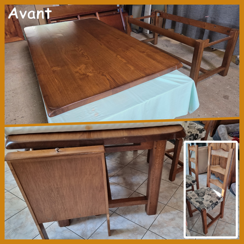 Table de séjour et chaises en chêne massif contemporanéisées – Image 2