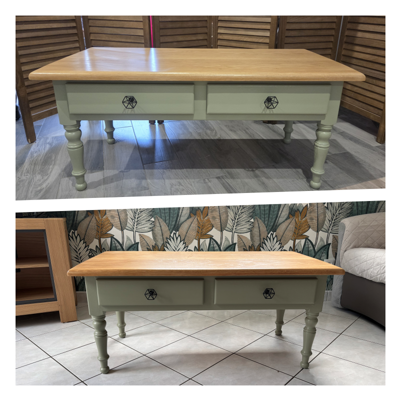 Table basse en chêne sublimée vert gommier – Image 4