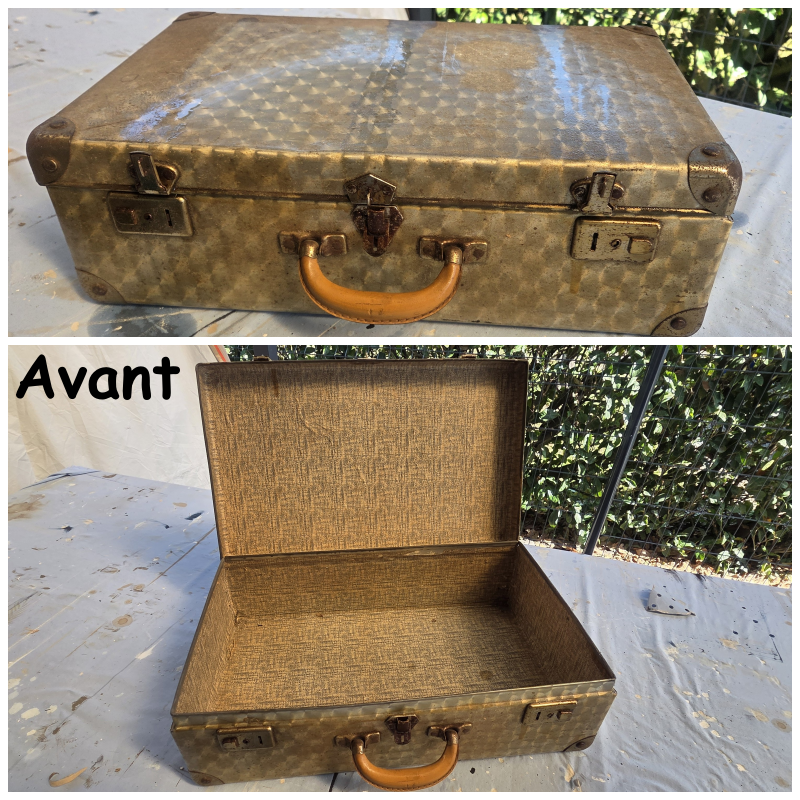 Valise vintage sur pied ancien – Image 2