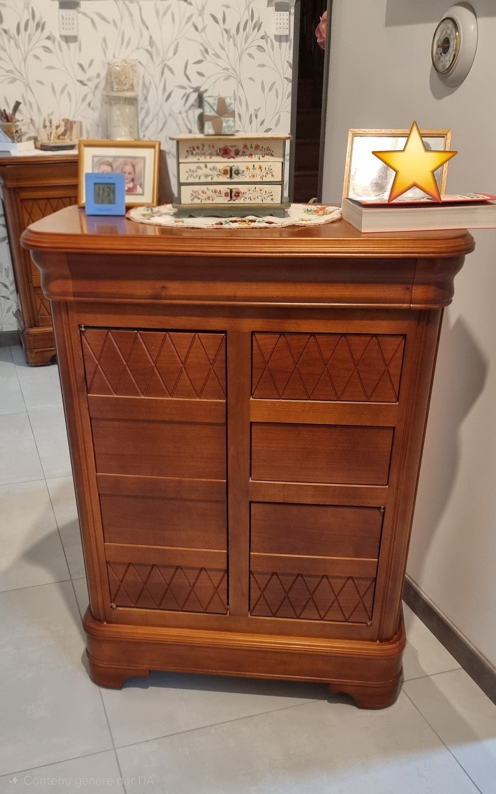 Meuble d'appoint en merisier style Louis Philippe revisité "Bois et Orage" – Image 2