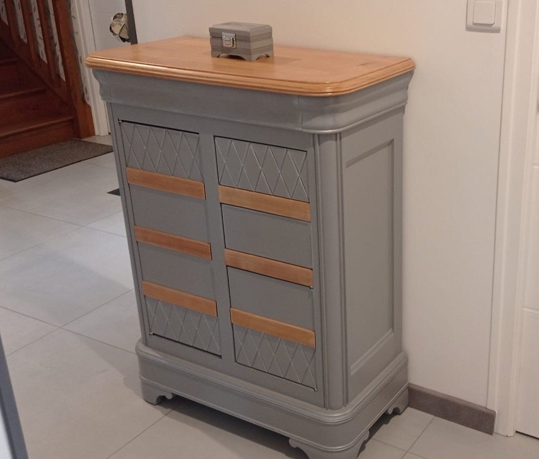 Meuble d'appoint en merisier style Louis Philippe revisité "Bois et Orage" – Image 4