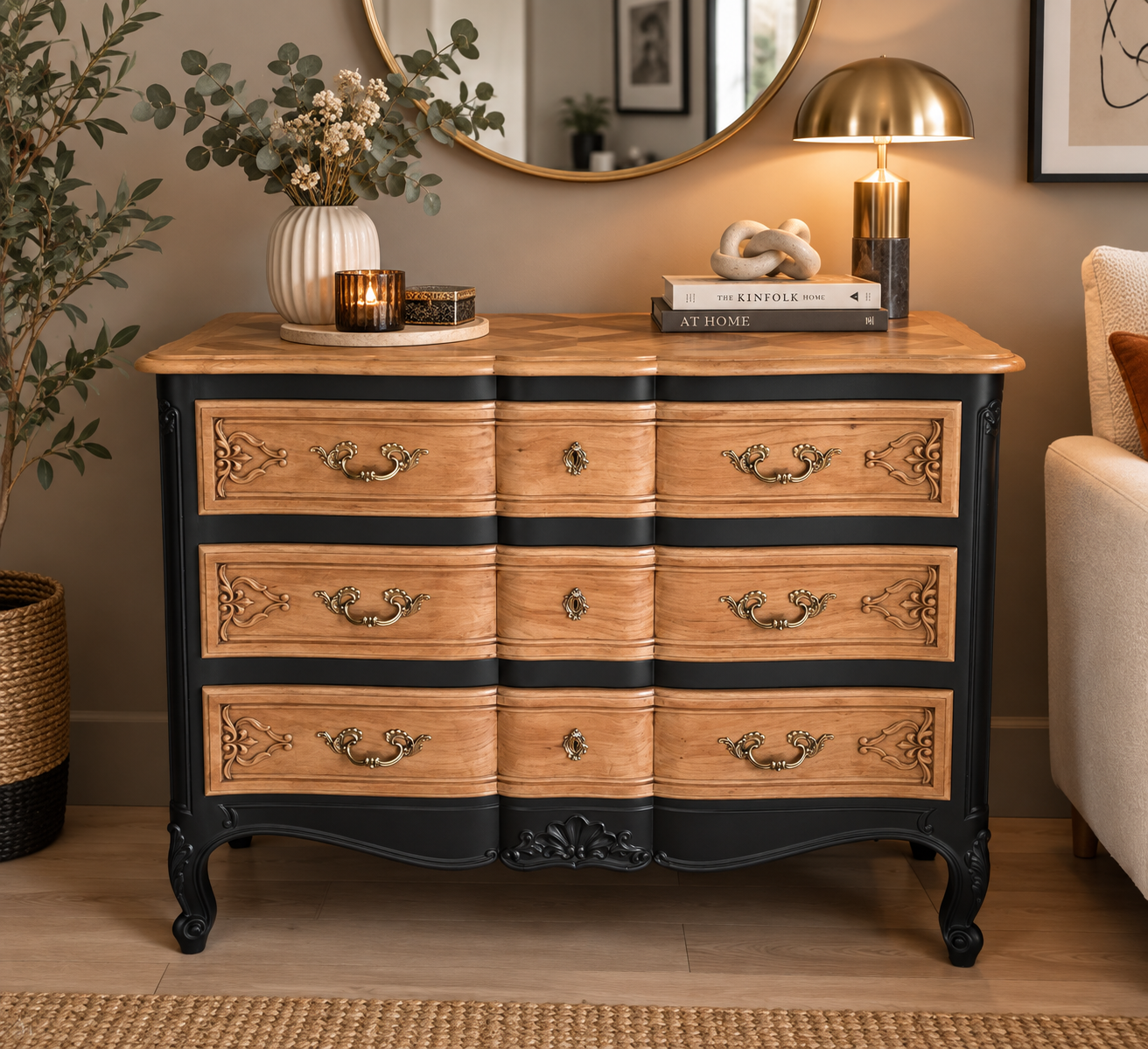 Commode Louis XV merisier, version chic & actuelle